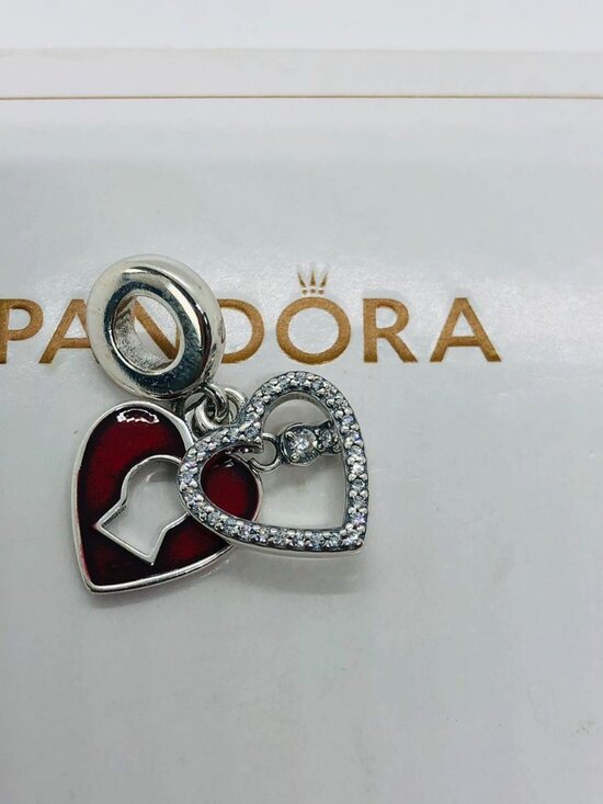 Pandora Jewelry - Pandora Red Heart & Keyhole Double Dangle Charm